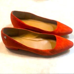 Orange suede Calvin Klein flats